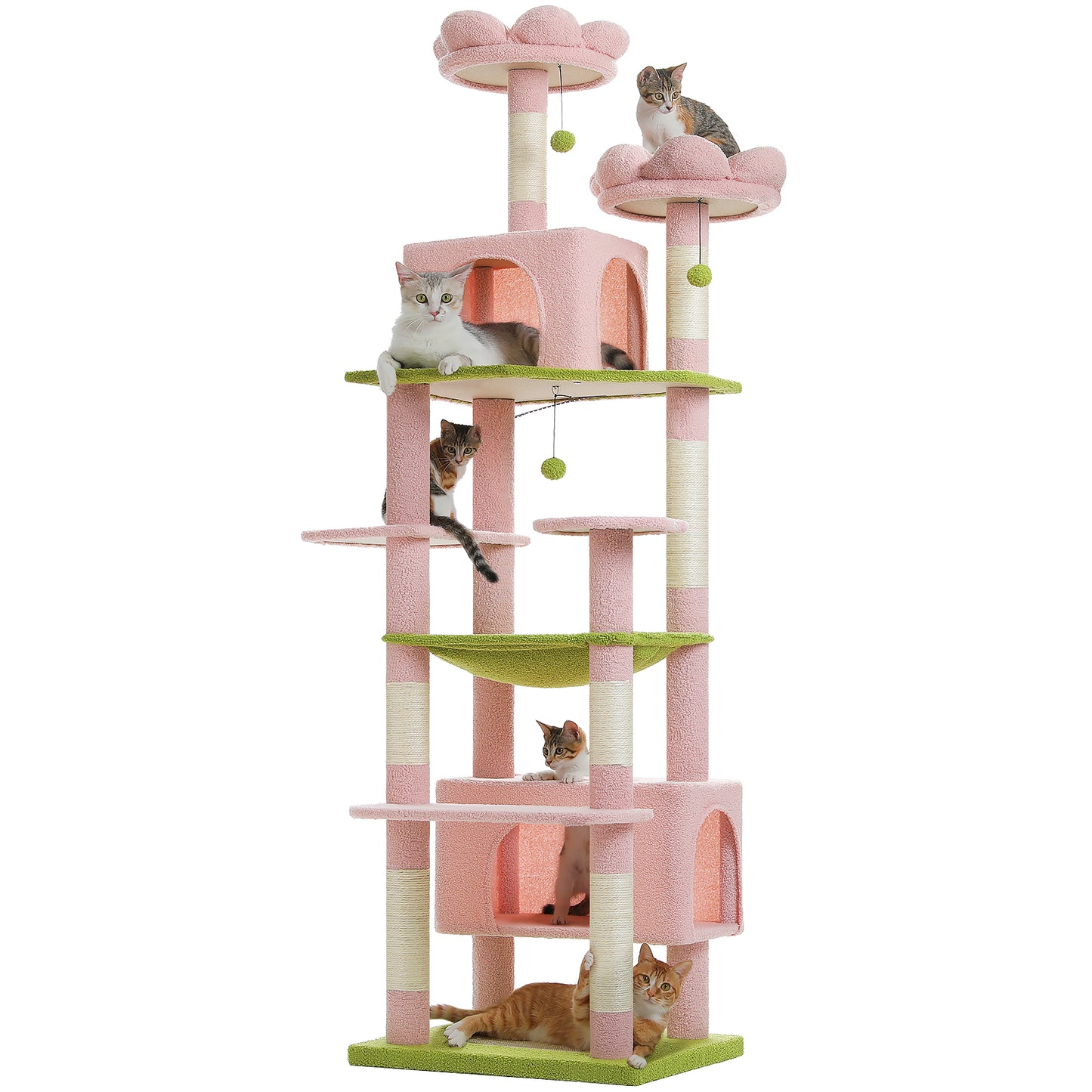 PAWZ Road 205cm Large Flower Cat Tree Tower Scratching Post Scratcher Condo House Cat Furniture Pink