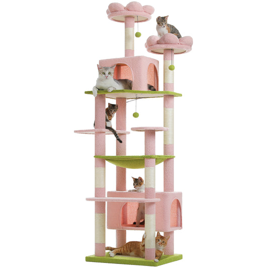 PAWZ Road 205cm Large Flower Cat Tree Tower Scratching Post Scratcher Condo House Cat Furniture Pink