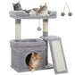 PAWZ Road Small Cat Tree Tower Scratching Post with Wide Top Perch Condo Toys Grey