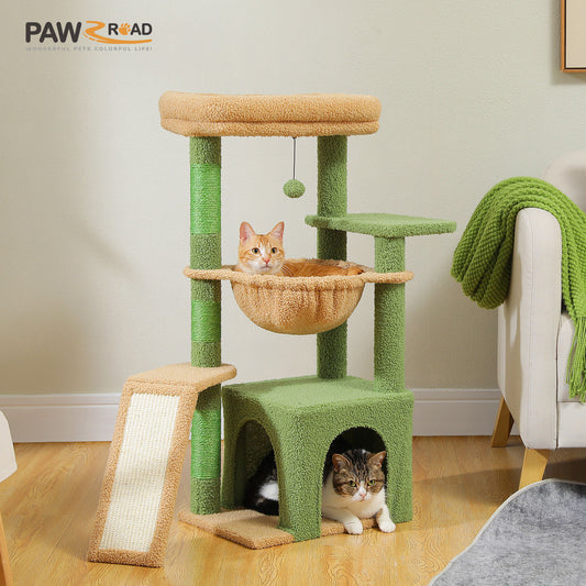 PAWZ Road Cat Tree Tower Kitten Scratching Post Condo House for Kitty Bed Toy 92cm Green