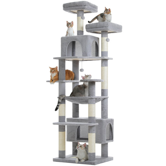 PAWZ Road 205cm Large Cat Tree Tower Scratching Post Scratcher Condo House Cat Furniture Grey