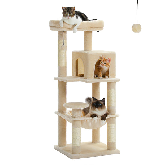 PAWZ Road 116cm Cat Tree Tower Scratching Post Scratcher Cat Condo Tree Kitten Bed Toy Beige