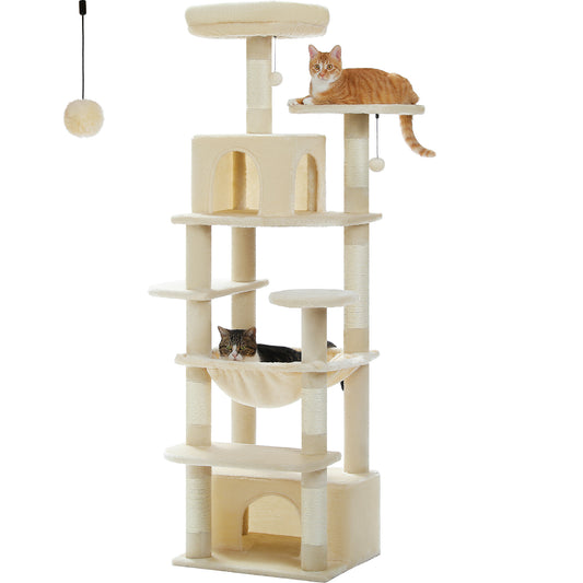 PAWZ Road Cat Tree Tower Scratching Post Scratcher Condo House Bed Toys 164cm Beige