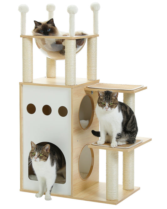 PAWZ Road 108CM Cat Tree Tower Scratching Post Wood Cat Kitten Condo Furniture House Beige