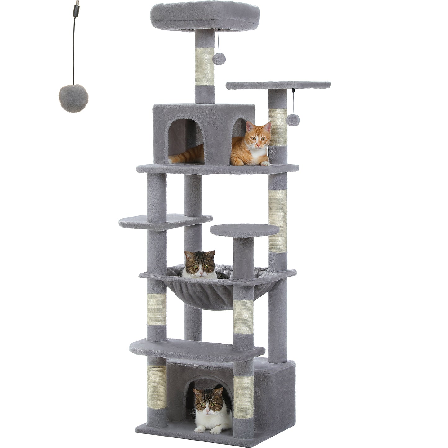 PAWZ Road Cat Tree Tower Scratching Post Scratcher Condo House Bed Toys 164cm Grey
