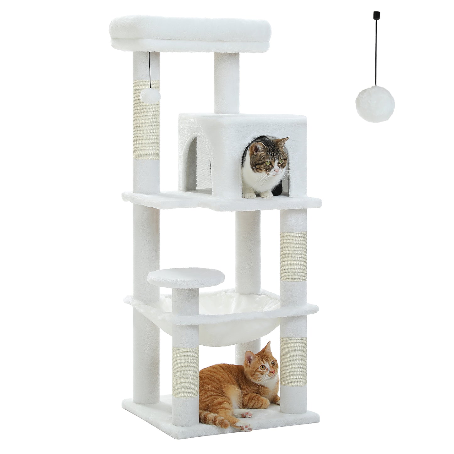 PAWZ Road 116cm Cat Tree Tower Scratching Post Scratcher Cat Condo Tree Kitten Bed Toy White