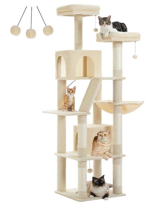 PAWZ Road Cat Tree Tower Scratching Post Adult Cats Condo House Bed Toys 180cm Beige