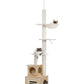 Cat Tree Tower Scratching Post Ceiling High Condo House Cat Litter Box Enclosure 280CM Beige