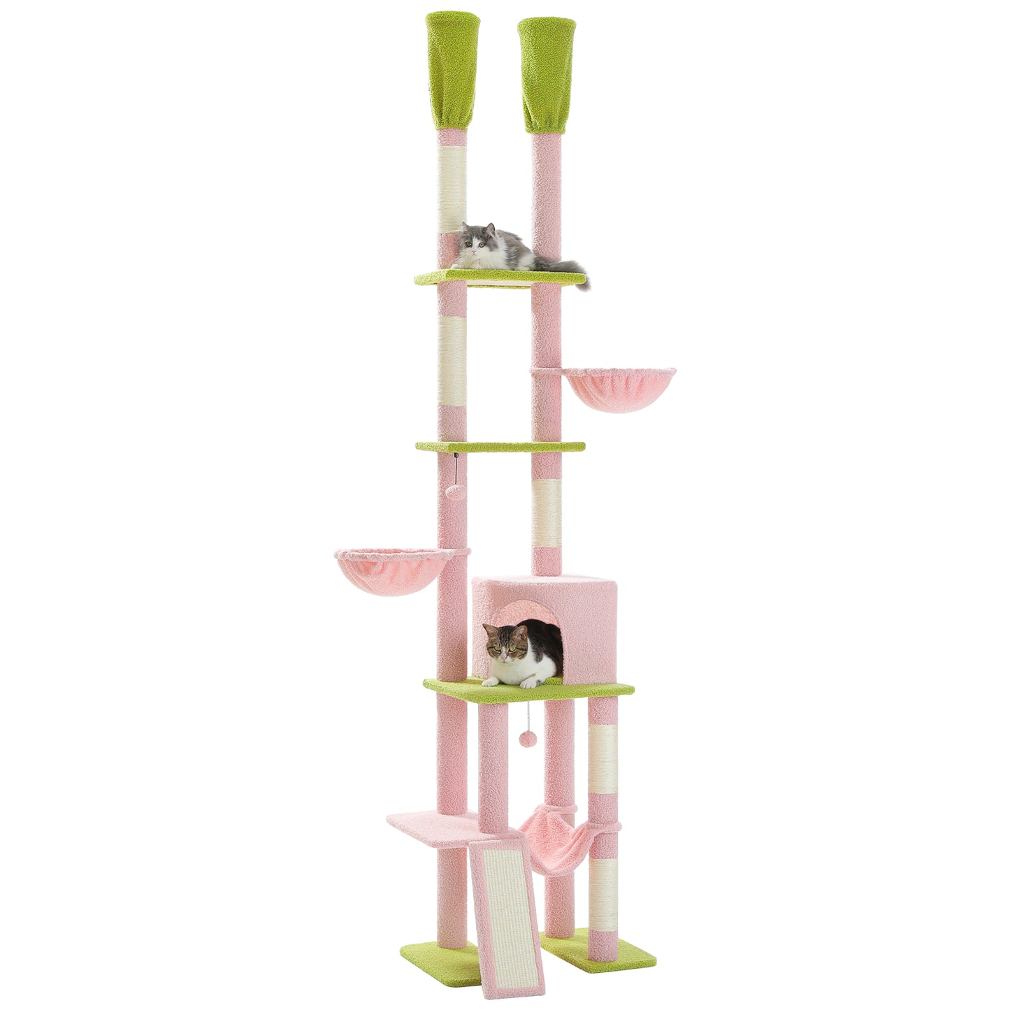 PAWZ Road Cat Tree Tower Scratching Post Scratcher Adjustable Height 216-285cm Pink