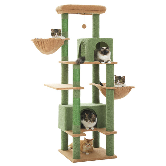 PAWZ Road 168cm Cat Tree Tower Scratching Post Scratcher for Large Cats Condo House Furniture Green