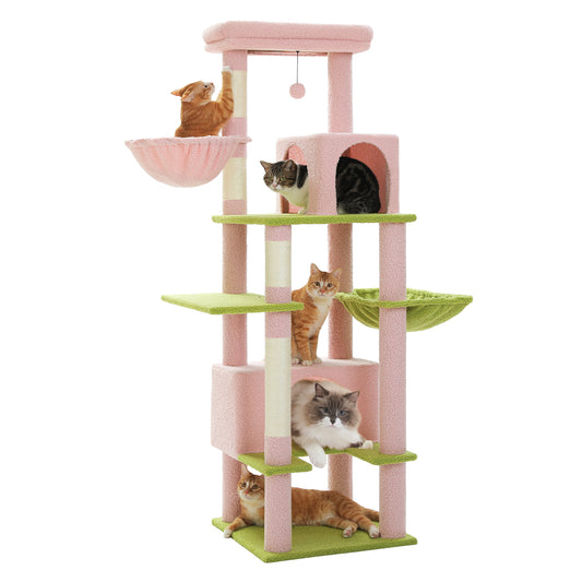 PAWZ Road 168cm Cat Tree Tower Scratching Post Scratcher for Large Cats Condo House Furniture Pink