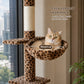 PAWZ Road Cactus Floor-to-Ceiling Cat Tree 5-Tier Cat Tower with Hammock ,229-275cm Adjustable Height ,Ceiling Tree in Green,No Drilling&Space Saving Tall Cat Tree, Multi-Level Skinny Cat Tower, Leopard print