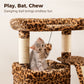 PAWZ Road Small Cat Tree Tower Scratching Post with Wide Top Perch Condo Toys Leopard Print