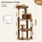 PAWZ Road 143cm Cat Tree with Scratching Post & Large Hammock & Top Perch, Large Hammock 51x41cm, Big Top Perch 45x30cm, 4 Sisal Covered Scratching Posts, 143cm, Leopard Print