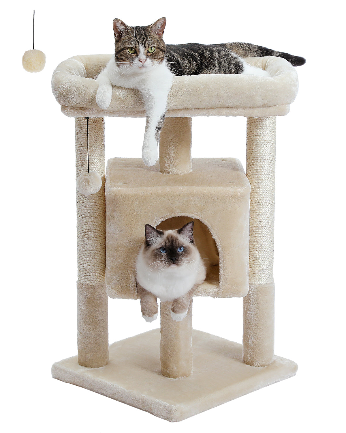PAWZ 路猫树猫抓柱猫抓板塔公寓房屋家具床 72 厘米米色