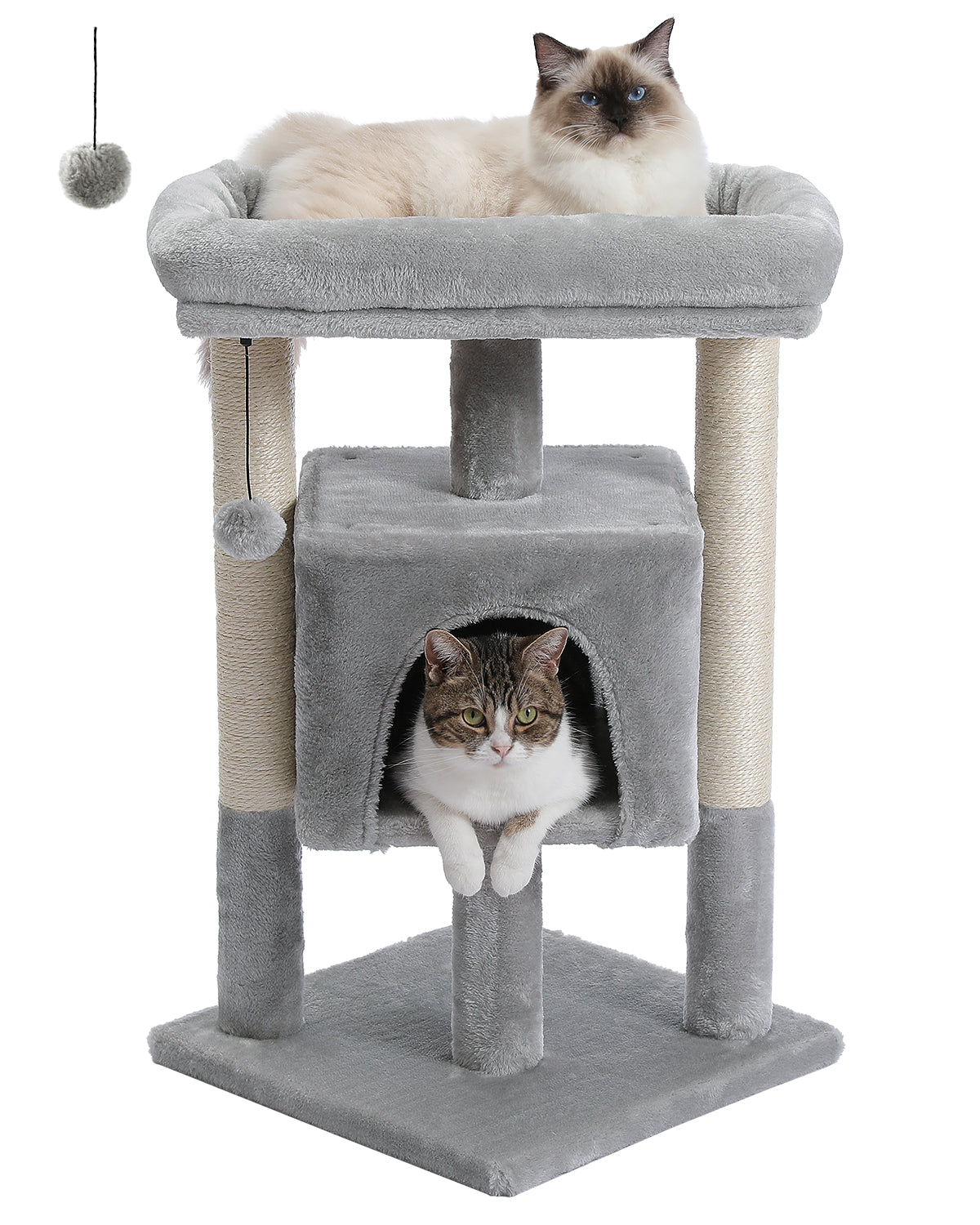 PAWZ 路猫树猫抓柱猫抓板塔公寓房屋家具床 72 厘米灰色