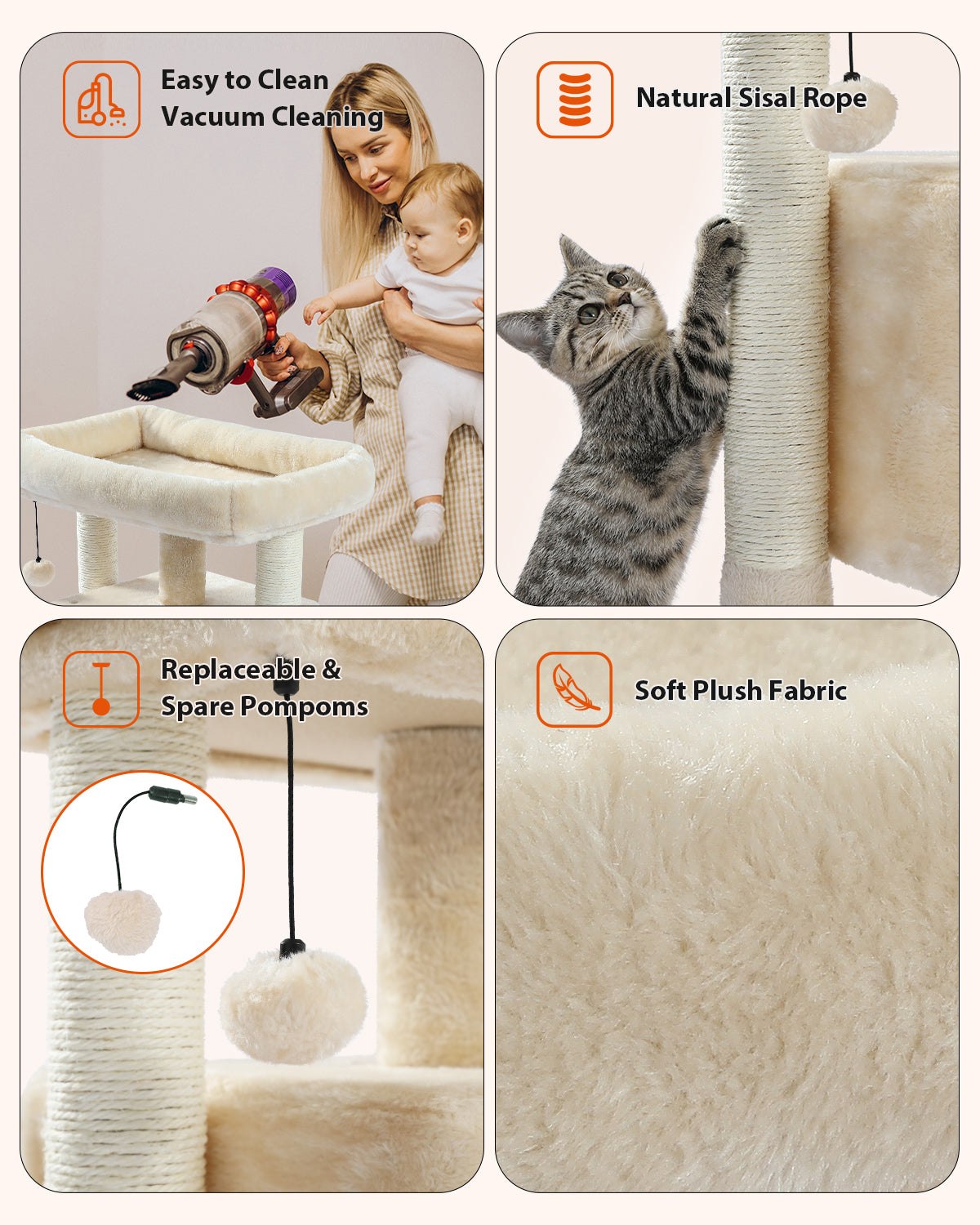 PAWZ Road Cat Tree Scratching Post Scratcher Tower Condo House Furniture Bed 72cm Beige