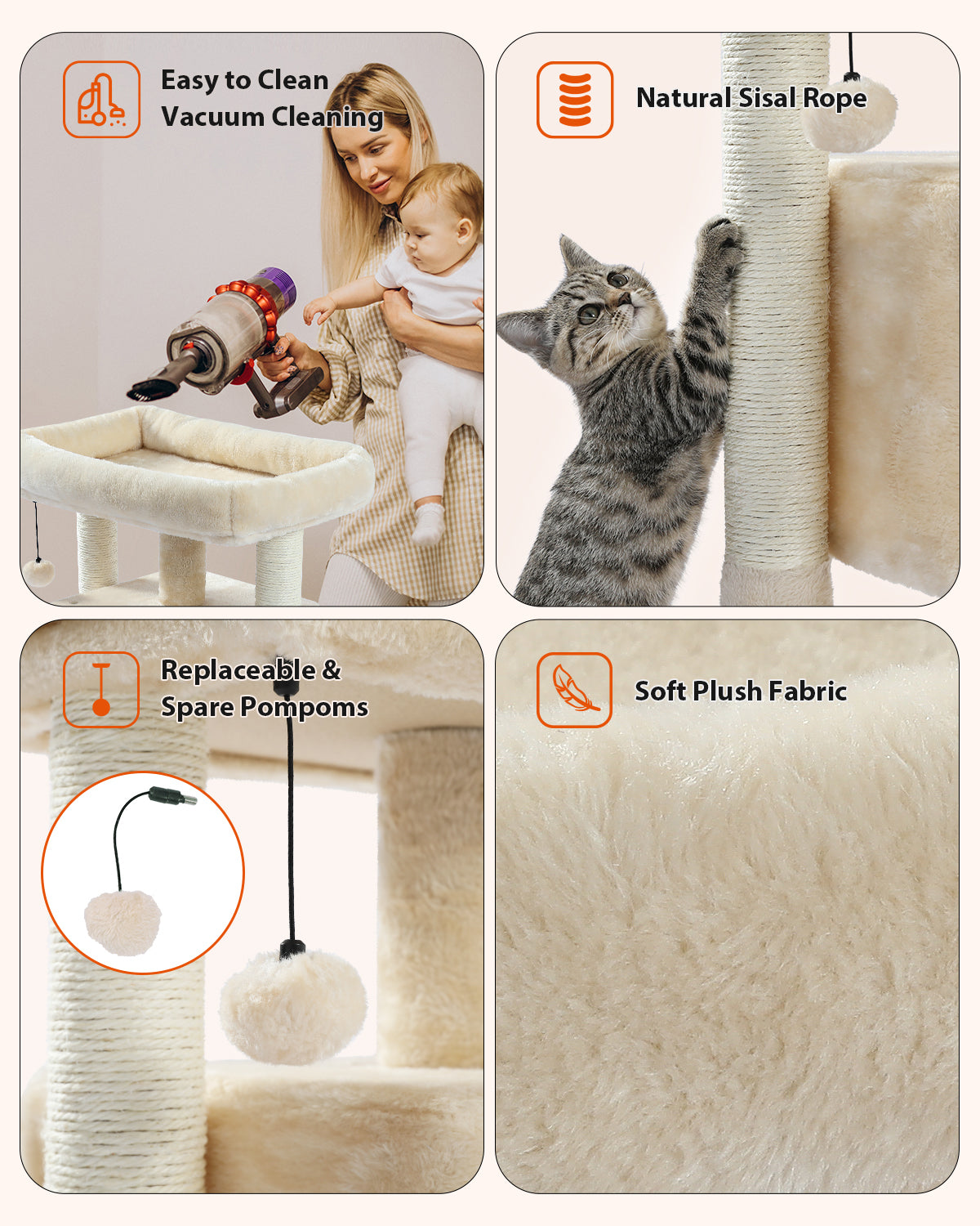 PAWZ 路猫树猫抓柱猫抓板塔公寓房屋家具床 72 厘米米色