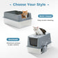 PAWZ Road Stainless Steel Litter Box Enclosed Extra Large Cat litter Tray Toilet