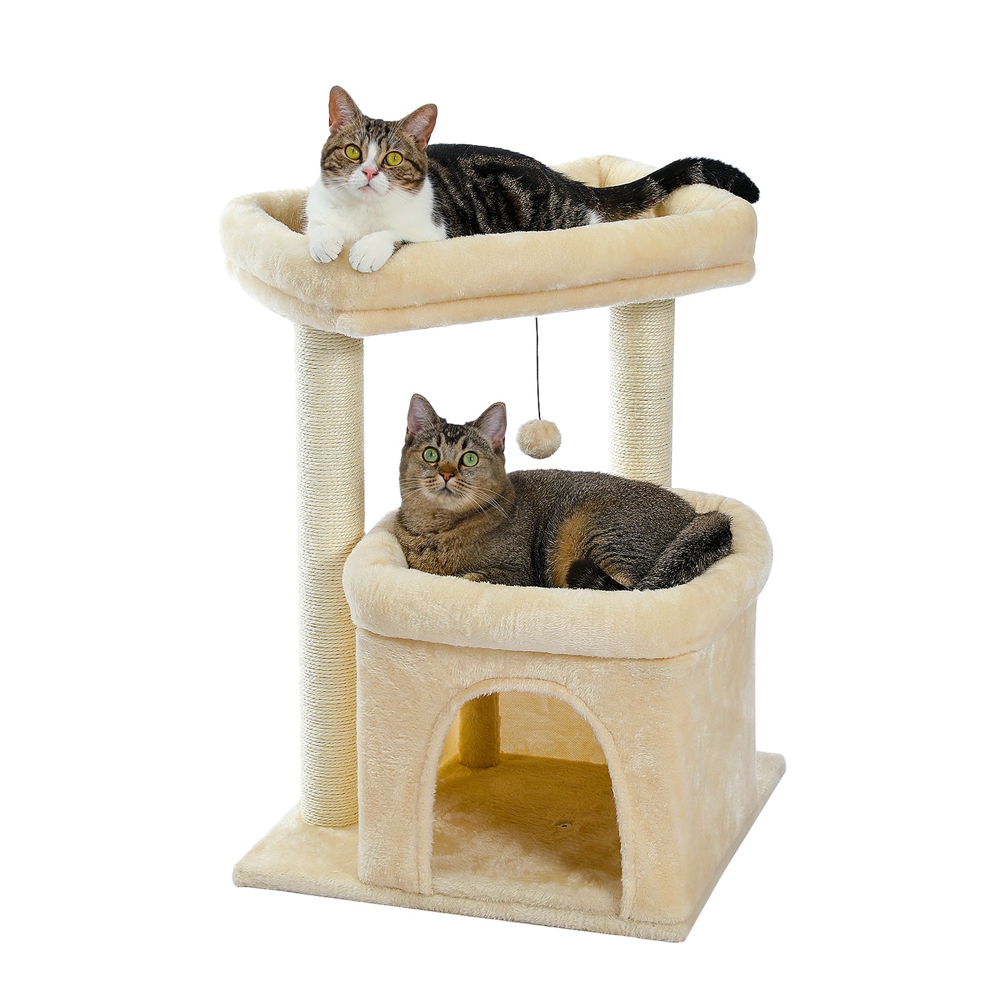 PAWZ Road Cat Tree with Sisal-Covered Scratching Posts Beige