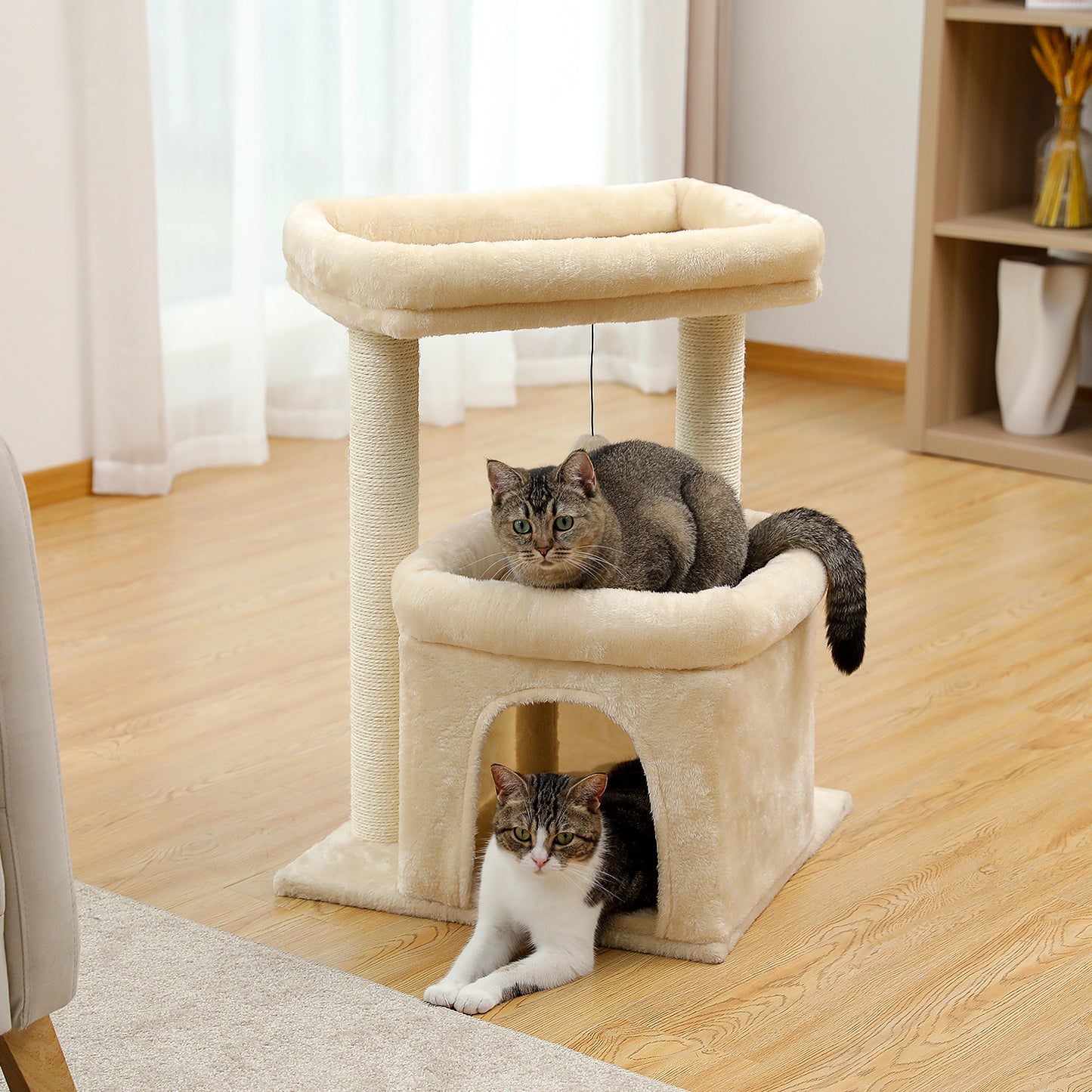 PAWZ Road Cat Tree with Sisal-Covered Scratching Posts Beige