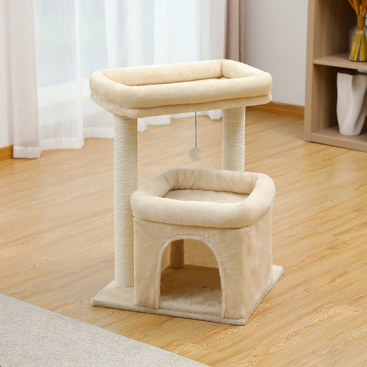 PAWZ Road Cat Tree with Sisal-Covered Scratching Posts Beige