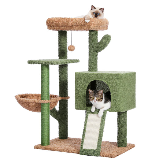 PAWZ Road Cat Tree Tower Scratching Post Condo House Bed Furniture Toys 104cm Green