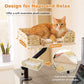 PAWZ Road Cat Desk Bed, Wicker Cat Bed for Desk Supports Up to 22kg, 360° Rotation&Adjustable Soft Plush Hammock for Indoor Cats, Withe