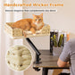 PAWZ Road Cat Desk Bed, Wicker Cat Bed for Desk Supports Up to 22kg, 360° Rotation&Adjustable Soft Plush Hammock for Indoor Cats, Withe