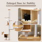 PAWZ Road Floor to Ceiling Cat Tree for Indoor Cats, Wooden Tall Cat Tower with Full Sisal Scratching Post(Dia=10cm), Adjustable Height(201-284cm), Multi Platform, Acrylic Bowl, Condo and Pompoms