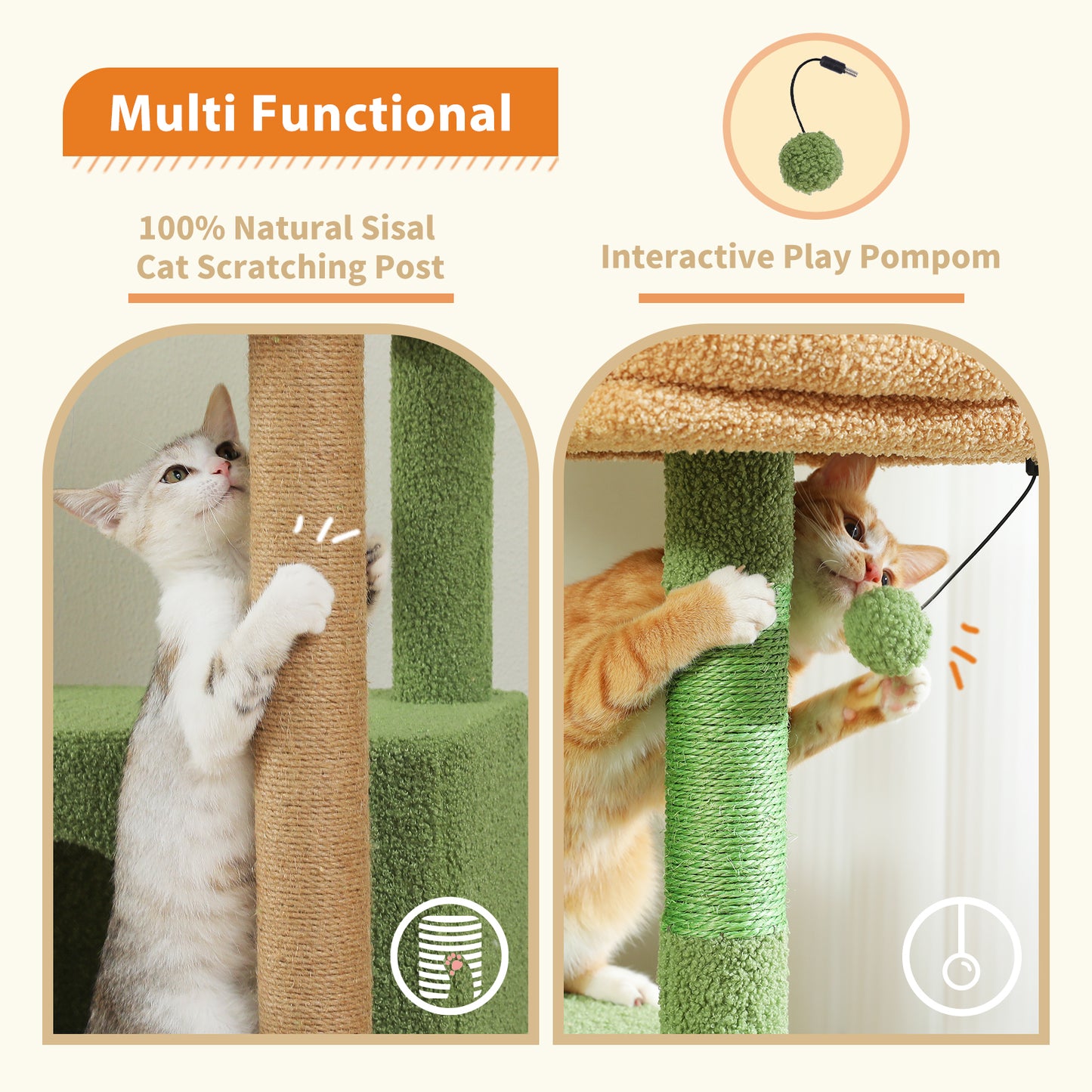 PAWZ Road 170cm Cat Tree Tower Scratching Post Scratcher Large Cats Condo House Green