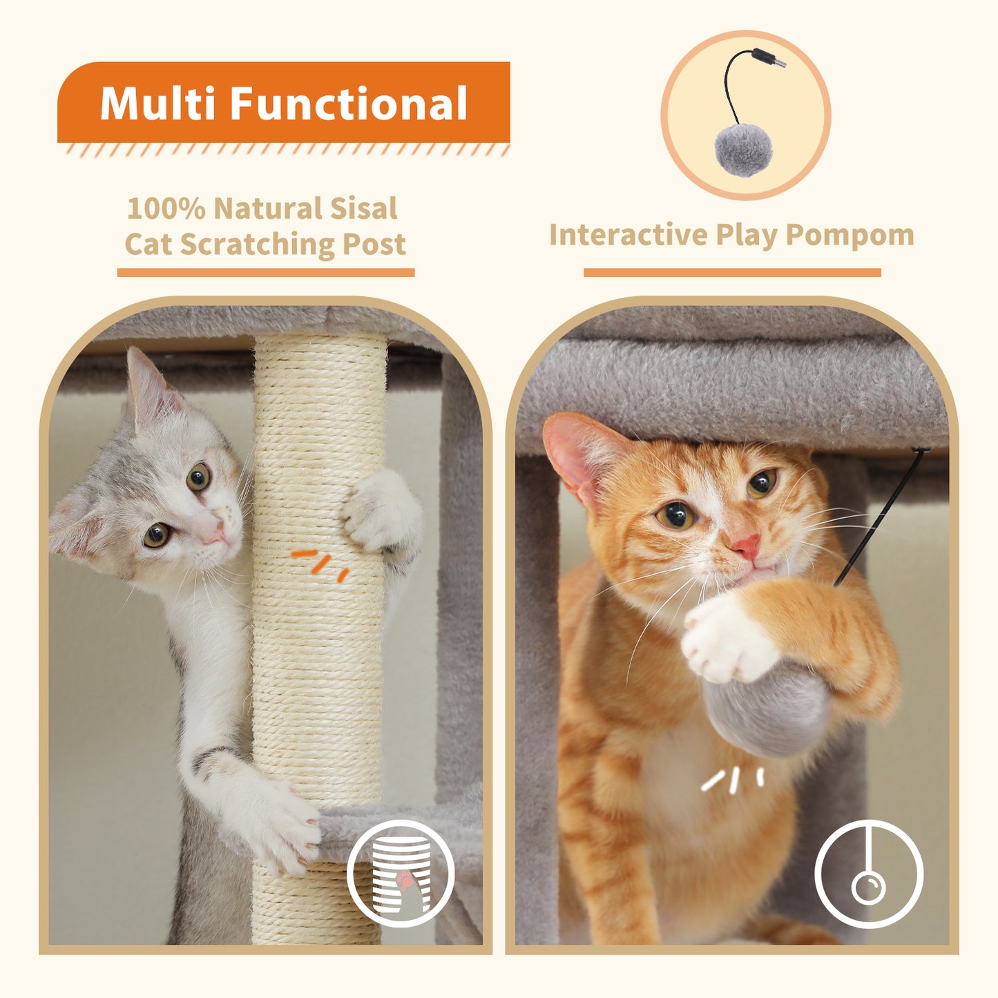PAWZ Road 170cm Cat Tree Tower Scratching Post Scratcher Large Cats Condo House Grey