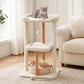 PAWZ Road 88cm Wooden Cat Tree for Large Cats, Cat Tower with Removable Bed, Sisal-Covered Scratching Post, Spacious Large Top Perch, Removable Basket, Big Bed and Pompom Balls, for Indoor Cats, Beige