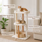 PAWZ Road 88cm Wooden Cat Tree for Large Cats, Cat Tower with Removable Bed, Sisal-Covered Scratching Post, Spacious Large Top Perch, Removable Basket, Big Bed and Pompom Balls, for Indoor Cats, Beige