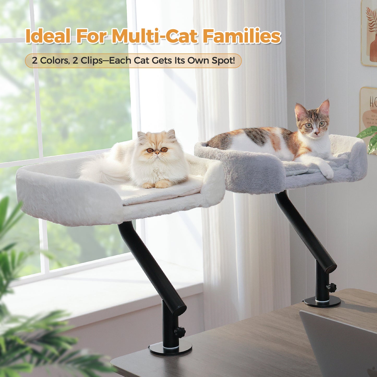PAWZ Road Cat Desk Bed for Indoor Cats Big Hammock 360° Adjustable Support 20KG Grey