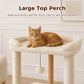 PAWZ Road 88cm Wooden Cat Tree for Large Cats, Cat Tower with Removable Bed, Sisal-Covered Scratching Post, Spacious Large Top Perch, Removable Basket, Big Bed and Pompom Balls, for Indoor Cats, Beige
