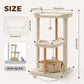 PAWZ Road 88cm Wooden Cat Tree for Large Cats, Cat Tower with Removable Bed, Sisal-Covered Scratching Post, Spacious Large Top Perch, Removable Basket, Big Bed and Pompom Balls, for Indoor Cats, Beige