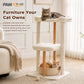 PAWZ Road 88cm Wooden Cat Tree for Large Cats, Cat Tower with Removable Bed, Sisal-Covered Scratching Post, Spacious Large Top Perch, Removable Basket, Big Bed and Pompom Balls, for Indoor Cats, Beige