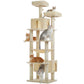 PAWZ Road 205cm Large Cat Tree Tower Scratching Post Scratcher Condo House Cat Furniture Beige