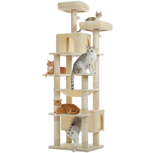 PAWZ Road 205cm Large Cat Tree Tower Scratching Post Scratcher Condo House Cat Furniture Beige