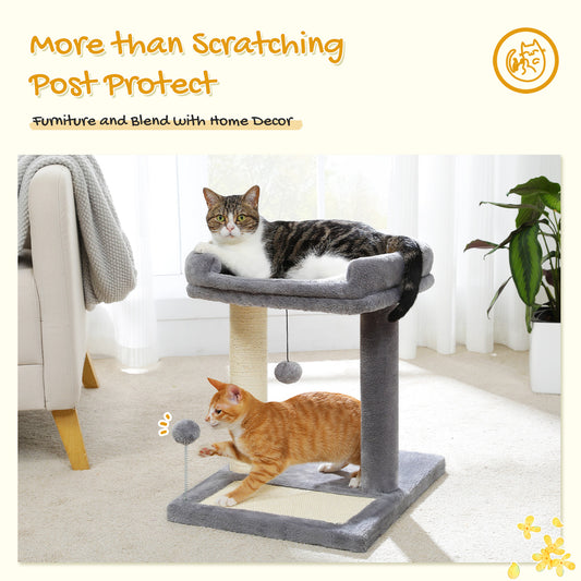 PAWZ Road Cat Scratching Post Bed, Featuring with Soft Perch Sisal-Covered Scratch Posts and Pads with Play Ball Great for Kittens and Cats