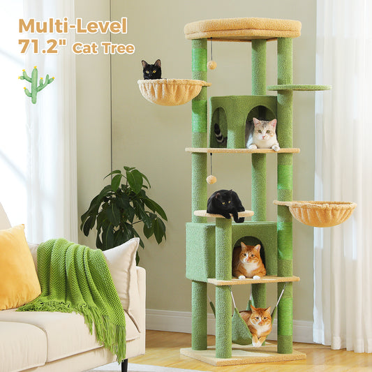 PAWZ Road 181cm Large Cat Tree Tower Scratching Post Condo House Furniture Cat Beds Green