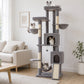 PAWZ Road 196cm Tall Cat Tree, Multi-Level Cat Tower for Large Indoor Cats 2 Large Perches, Sisal Scratching Posts & Ramp, Hanging Hammock & 2 Hanging Caves, 2 Private Condos, 2 Dangling Balls, Grey