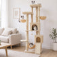 PAWZ Road 196cm Tall Cat Tree, Multi-Level Cat Tower for Large Indoor Cats 2 Large Perches, Sisal Scratching Posts & Ramp, Hanging Hammock & 2 Hanging Caves, 2 Private Condos, 2 Dangling Balls, Beige