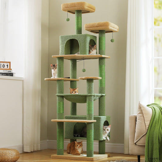 PAWZ Road 205cm Large Cactus Cat Tree Tower Scratching Post Scratcher Condo House Cat Furniture Green