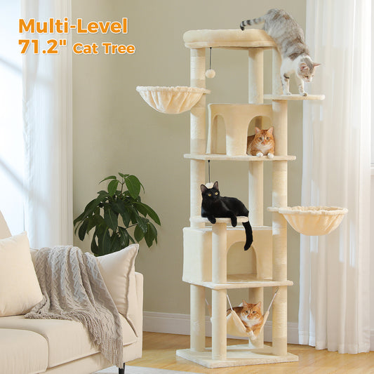 PAWZ Road 181cm Large Cat Tree Tower Scratching Post Condo House Furniture Cat Beds Beige