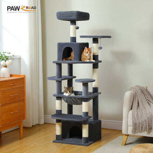 PAWZ Road Cat Tree Tower Scratching Post Scratcher Condo House Bed Toys 164cm Dark Grey