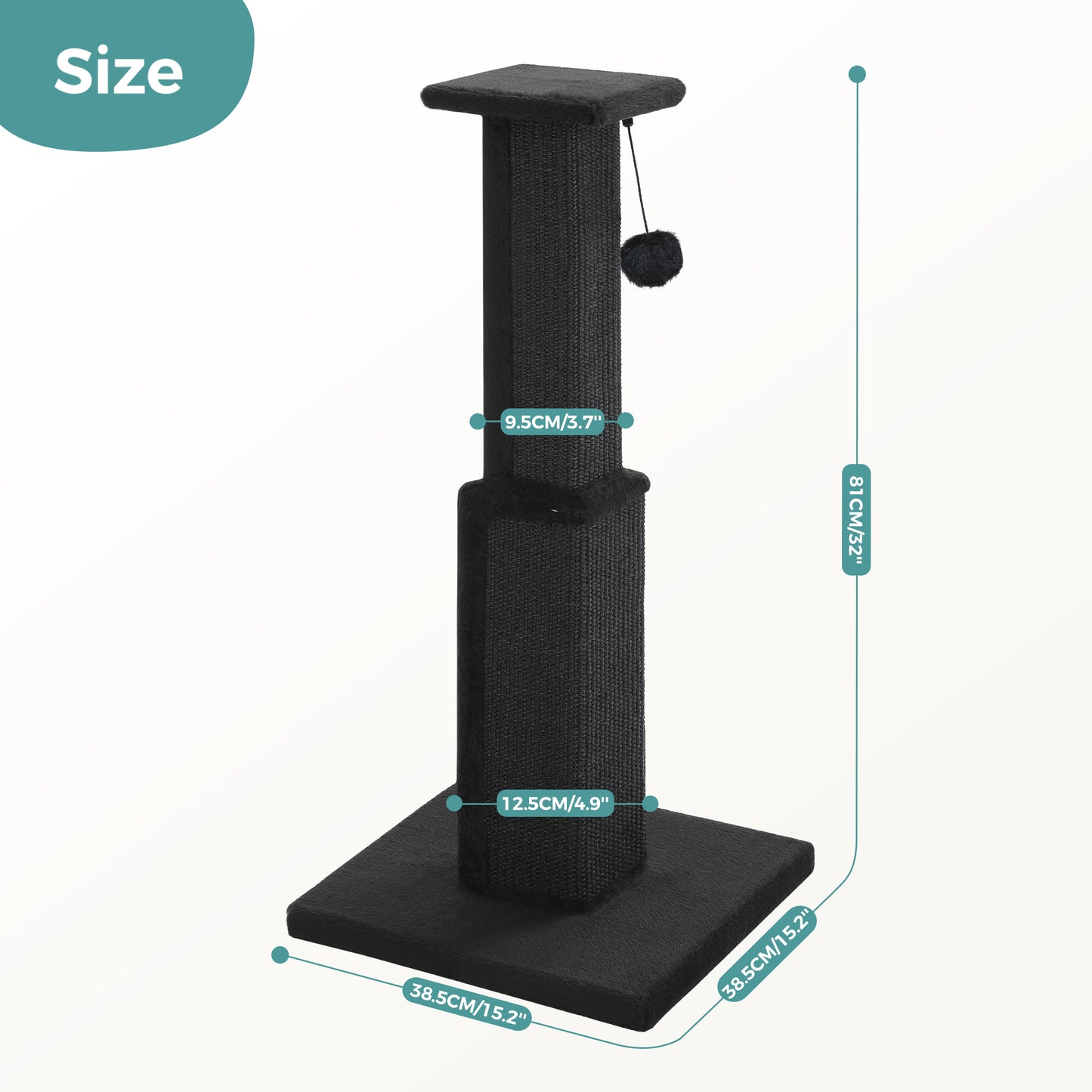 PAWZ Road 80cm Cat Tree Scratching Post Tower Sturdy Board Gym Furniture Fun Toys Black