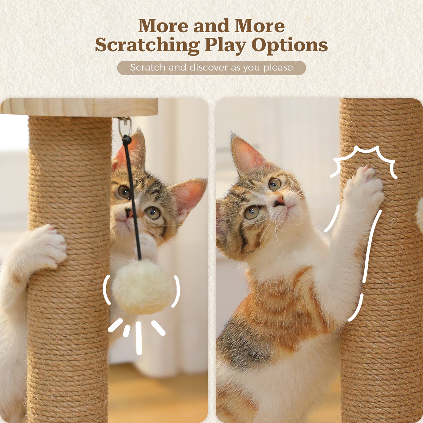 PAWZ Road Cat Tree Tower Scratching Post Kitty Interactive Self-Amusement Toys