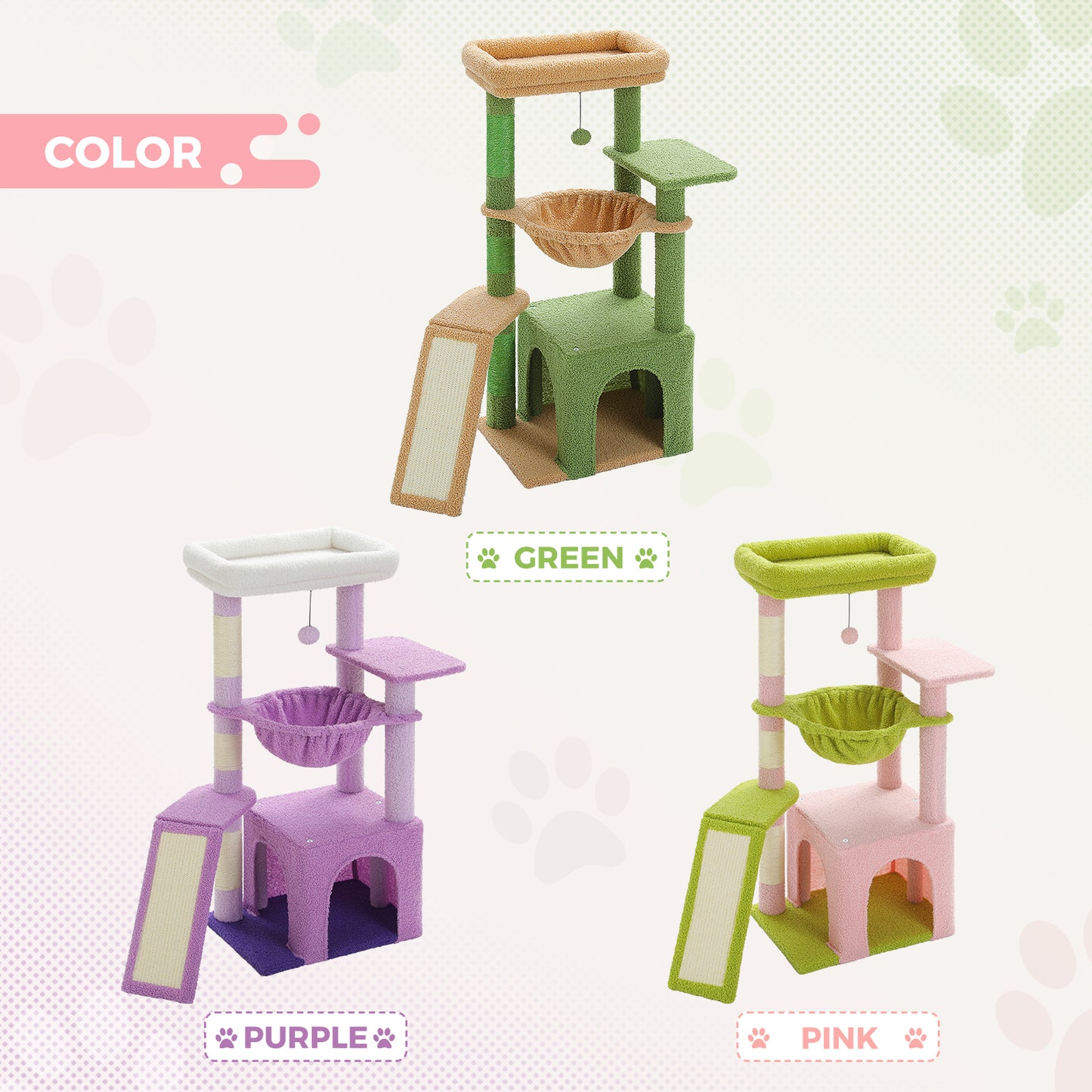 PAWZ Road Cat Tree Tower Kitten Scratching Post Condo House for Kitty Bed Toy 92cm Pink